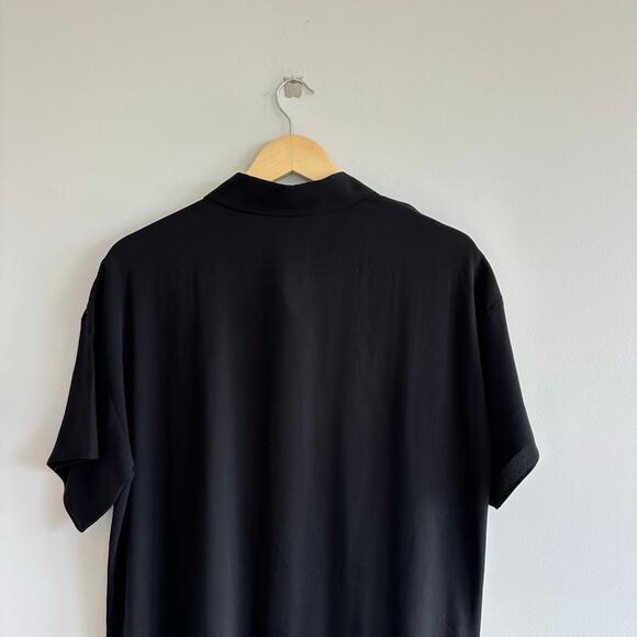 Eileen Fisher Silk Georgette Button Up Shirt Midi Dress Black M - Picture 7 of 9